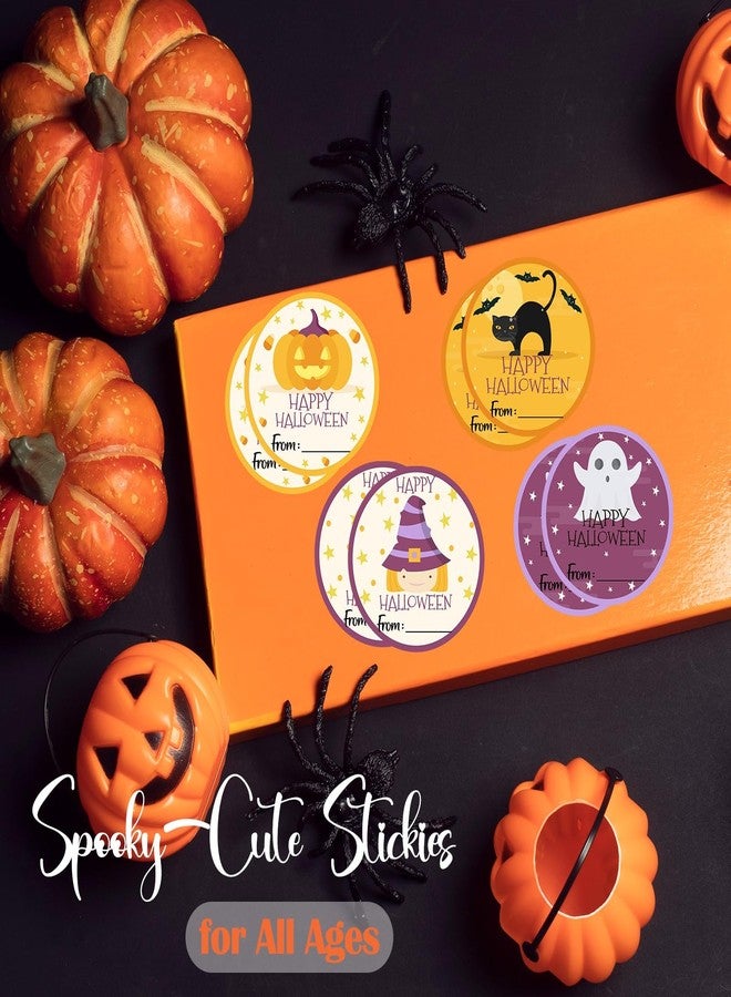 Kqfdr Happy Halloween Round Stickers, 40 Pcs Trick or Treat Name Label for Present Wrapping, Self-Adhesive Round Seal Labels for Party Favors Marking -A06 - Image 5